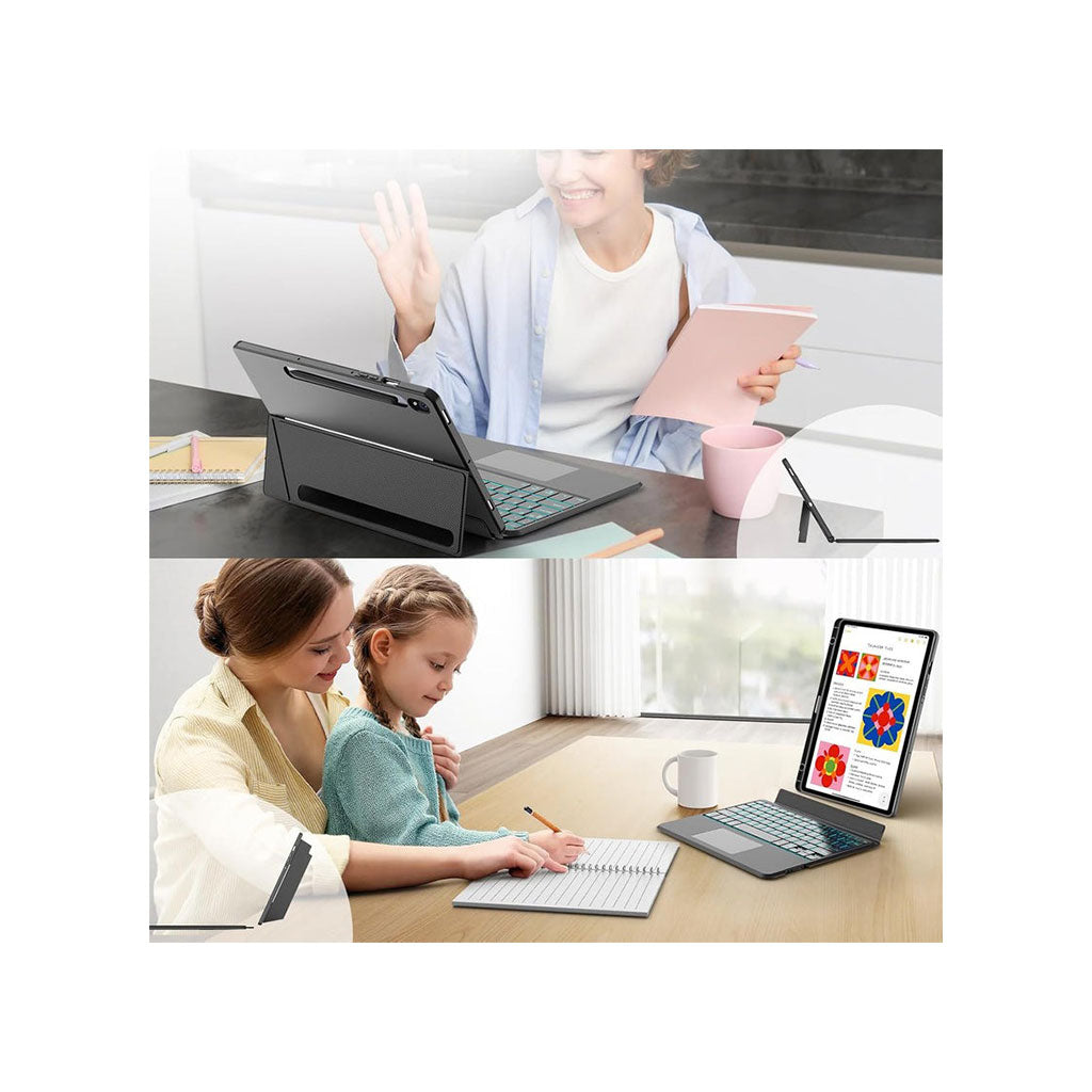 Protect PROTECT Samsung Tab S10 FE+ 13.1‑inch Keyboard Case | Bluetooth | Trackpad | Backlit | Adjustable Stand | Grey | Model: HL118A-10FE+