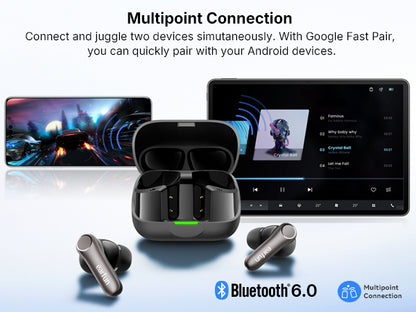 Air Pro 4+ Adaptive Noise Cancelling Wireless Earbuds, Qualcomm aptX Lossless, Snapdragon Sound, Dual Drivers, 6 Mics AI Clear Calls, Hi-Res Sound, LDAC, Bluetooth 6.0, 54H Playtime