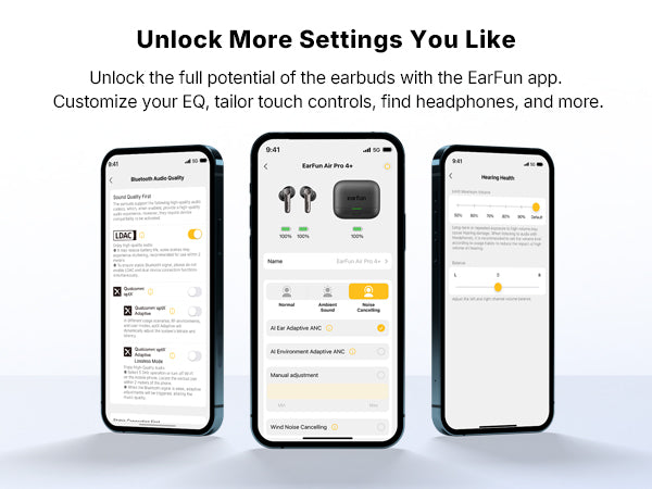 Air Pro 4+ Adaptive Noise Cancelling Wireless Earbuds, Qualcomm aptX Lossless, Snapdragon Sound, Dual Drivers, 6 Mics AI Clear Calls, Hi-Res Sound, LDAC, Bluetooth 6.0, 54H Playtime
