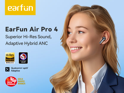 Air Pro 4 Adaptive Hybrid Noise Canceling Wireless Earbuds, Qualcomm Snapdragon Sound, aptX™ Lossless, 6 Mics AI CVC 8.0 Call, LDAC Hi-Res Audio, 52H Playtime, Bluetooth 5.4, in-Ear Detection