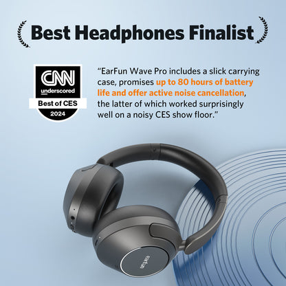 EarFun Wave Life Bluetooth Headphones, Hybrid Noise Cancelling Headphones, 4 Mics AI ENC, Deep Bass, Bluetooth 5.4, 60H Playtime, Multipoint Connection, App