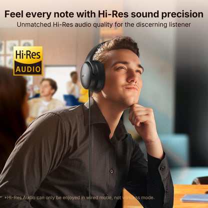EarFun Tune Pro Active Noise Canceling Headphones, Wireless Bluetooth Headphones with 5 Mics,120H Playtime, Hi-Res Audio, Custom EQ via App, Comfortable Fit, Bluetooth 5.4, Multipoint Connection