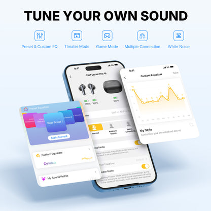 Air Pro 4i Noise Cancelling Wireless Earbuds, Hi-Res Sound with LDAC, 6 Mics AI ENC Clear Call, 40H Playtime, Surround Sound, Multipoint Connection, Bluetooth 5.4 Earbuds, Wireless Charging