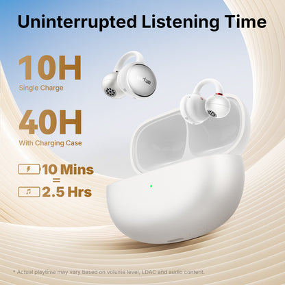 EarFun Clip Open Ear Headphones, Clip on Earphones Wireless Bluetooth 6.0 Headphones, Adaptive Comfort with Secure Fit, LDAC, 2 Mics AI ENC Call, Hi-Res Audio, 40H Playtime, IP55