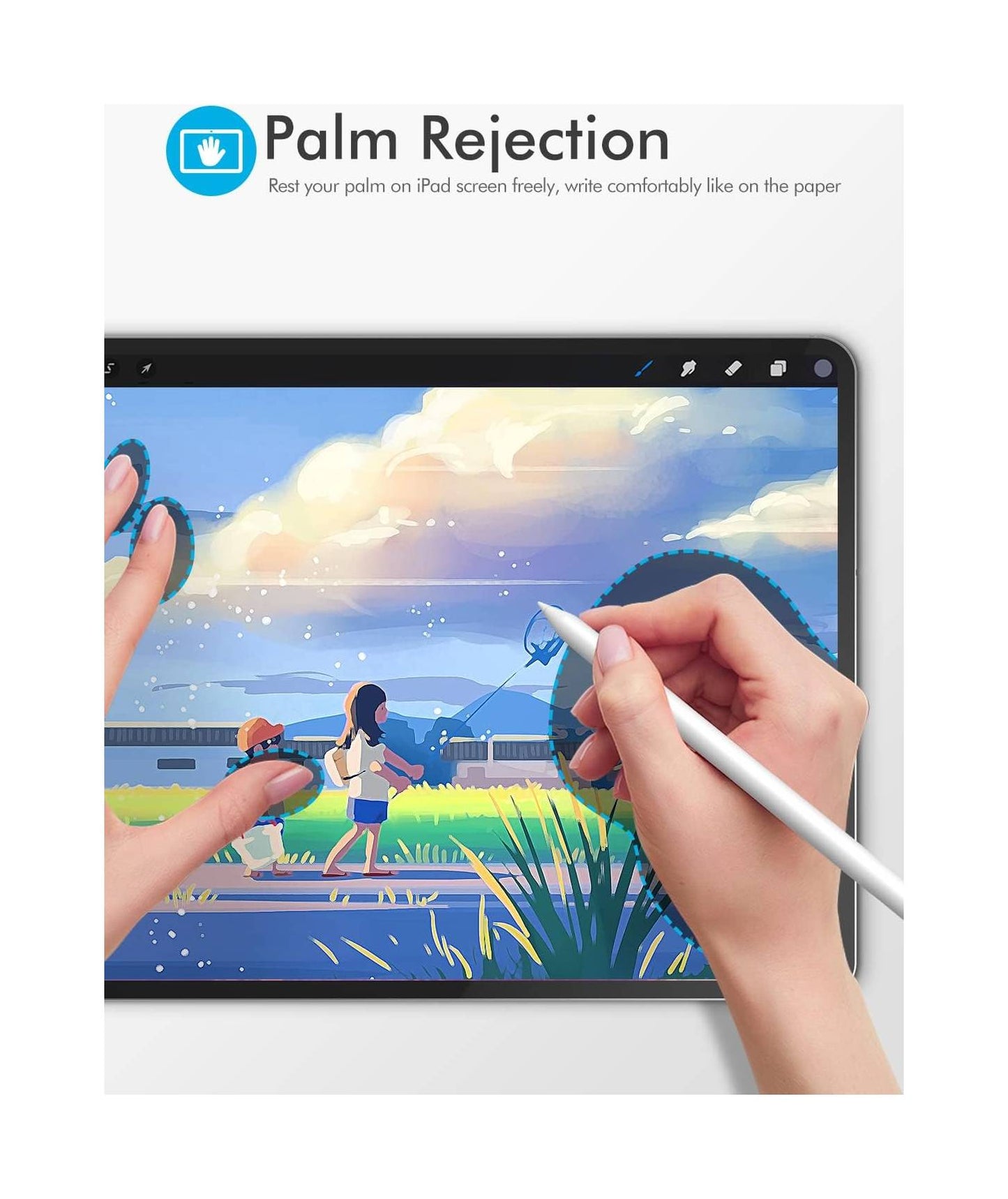 Protect W12 iPad Pencil for iPad Pro/ Air/ A16/ Mini with Palm Rejection - Magnetic Charging, High Precision, Stylus Pen for Drawing, Writing, and Note-Taking