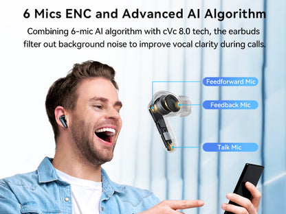 Air Pro 4 Adaptive Hybrid Noise Canceling Wireless Earbuds, Qualcomm Snapdragon Sound, aptX™ Lossless, 6 Mics AI CVC 8.0 Call, LDAC Hi-Res Audio, 52H Playtime, Bluetooth 5.4, in-Ear Detection
