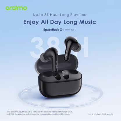 Oraimo SpaceBuds Z Active Noise Cancelling Bluetooth Earphones, Sound360 Spatial Audio True Wireless Earbuds,4 Mics for AI Clear Calls,38H Playtime,Dual Device Connectivity, Customization via App Black