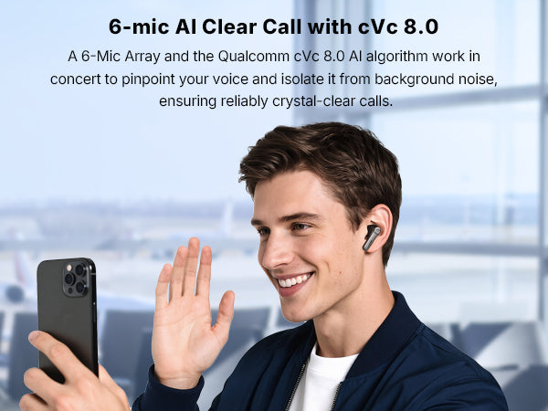 Air Pro 4+ Adaptive Noise Cancelling Wireless Earbuds, Qualcomm aptX Lossless, Snapdragon Sound, Dual Drivers, 6 Mics AI Clear Calls, Hi-Res Sound, LDAC, Bluetooth 6.0, 54H Playtime
