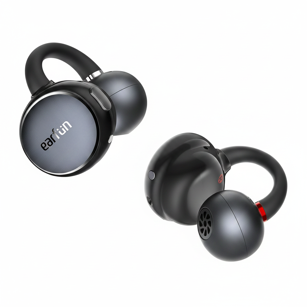 EarFun Clip Open Ear Headphones, Clip on Earphones Wireless Bluetooth 6.0 Headphones, Adaptive Comfort with Secure Fit, LDAC, 2 Mics AI ENC Call, Hi-Res Audio, 40H Playtime, IP55