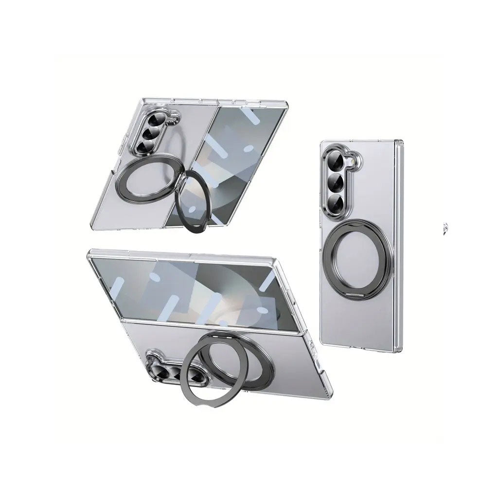 PROTECT Magnetic Clear Case with Rotating Ring Stand for Samsung Galaxy Z Fold 7 | Fume Finish | Drop Protection | MagSafe Compatible | Model: FMSFLD7