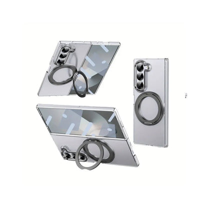 PROTECT Magnetic Clear Case with Rotating Ring Stand for Samsung Galaxy Z Fold 7 | Fume Finish | Drop Protection | MagSafe Compatible | Model: FMSFLD7