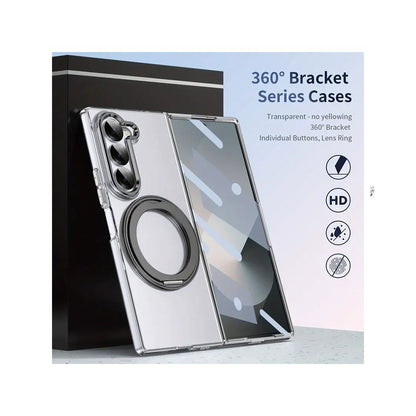 PROTECT Magnetic Clear Case with Rotating Ring Stand for Samsung Galaxy Z Fold 7 | Fume Finish | Drop Protection | MagSafe Compatible | Model: FMSFLD7