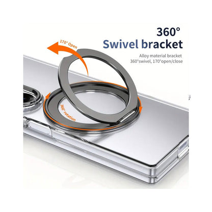 PROTECT Magnetic Clear Case with Rotating Ring Stand for Samsung Galaxy Z Fold 7 | Fume Finish | Drop Protection | MagSafe Compatible | Model: FMSFLD7