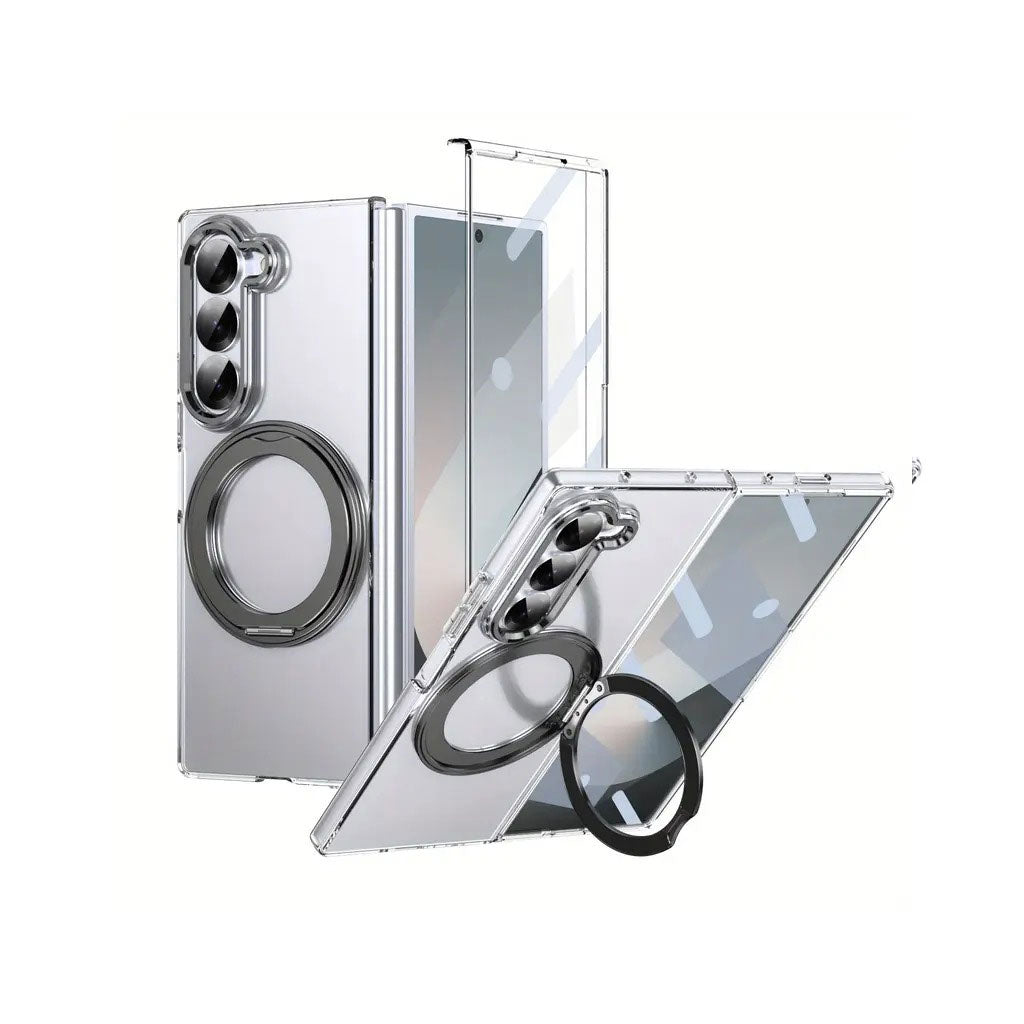 PROTECT Magnetic Clear Case with Rotating Ring Stand for Samsung Galaxy Z Fold 7 | Fume Finish | Drop Protection | MagSafe Compatible | Model: FMSFLD7