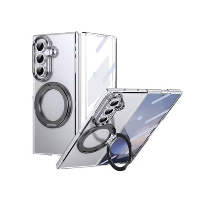 PROTECT Magnetic Clear Case with Rotating Ring Stand for Samsung Galaxy Z Fold 7 | Fume Finish | Drop Protection | MagSafe Compatible | Model: FMSFLD7