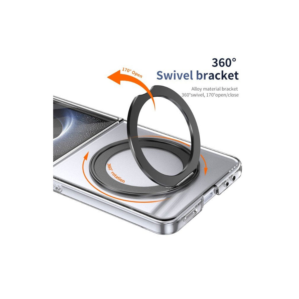 PROTECT Magnetic Clear Case with Foldable Ring Stand for Samsung Galaxy Z Flip 7 | Fume Finish | Shock Absorption | MagSafe Compatible | Model: FMSFLP7