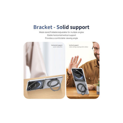 PROTECT Magnetic Clear Case with Foldable Ring Stand for Samsung Galaxy Z Flip 7 | Fume Finish | Shock Absorption | MagSafe Compatible | Model: FMSFLP7