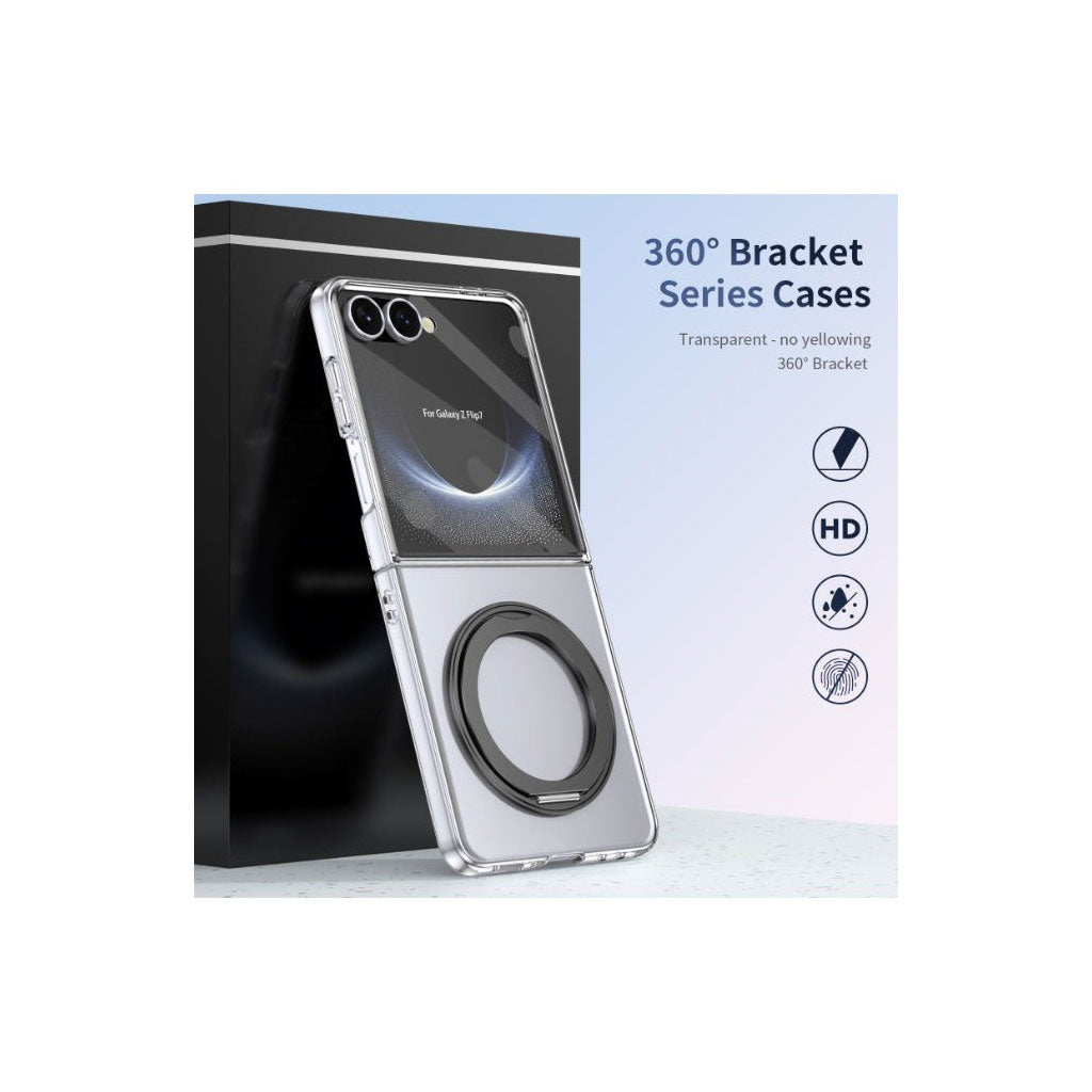 PROTECT Magnetic Clear Case with Foldable Ring Stand for Samsung Galaxy Z Flip 7 | Fume Finish | Shock Absorption | MagSafe Compatible | Model: FMSFLP7