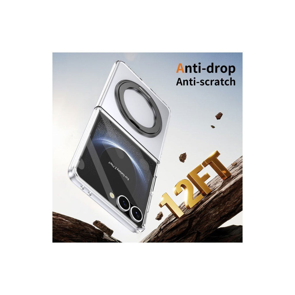 PROTECT Magnetic Clear Case with Foldable Ring Stand for Samsung Galaxy Z Flip 7 | Fume Finish | Shock Absorption | MagSafe Compatible | Model: FMSFLP7