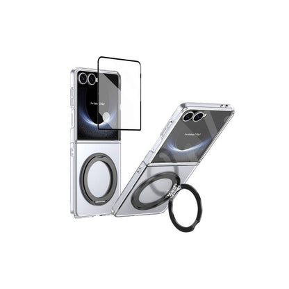 PROTECT Magnetic Clear Case with Foldable Ring Stand for Samsung Galaxy Z Flip 7 | Fume Finish | Shock Absorption | MagSafe Compatible | Model: FMSFLP7