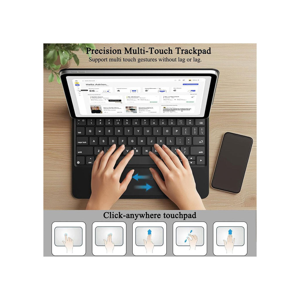 PROTECT Magnetic Tablet Keyboard | For iPad Pro 13-inch (2024) | Bluetooth | With Trackpad | Backlit | Black | Model: HL118-129S