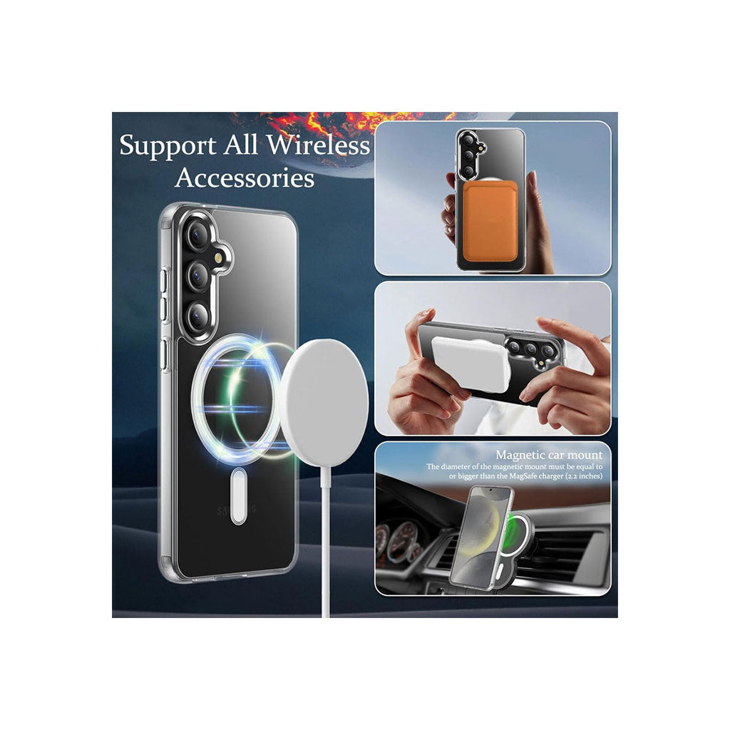 PROTECT Samsung S25 Plus Magnetic Clear Case | MagSafe Compatible | Shockproof TPU + Silicone Bumper | Slim Design | Model: MSAMS25P