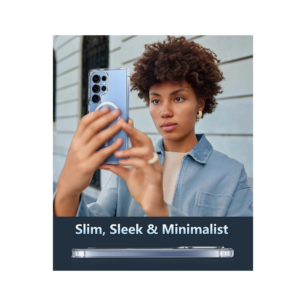 PROTECT Samsung S25 Ultra Magnetic Clear Case | Dual-Layer Shockproof TPU + Silicone Bumper | MagSafe Compatible | Anti-Scratch | Slim & Lightweight | Model: MSAMS25U