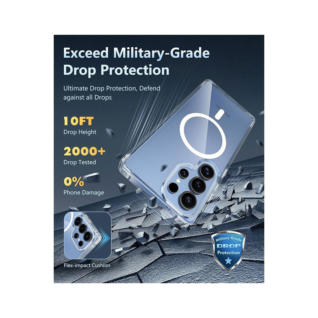 PROTECT Samsung S25 Ultra Magnetic Clear Case | Dual-Layer Shockproof TPU + Silicone Bumper | MagSafe Compatible | Anti-Scratch | Slim & Lightweight | Model: MSAMS25U