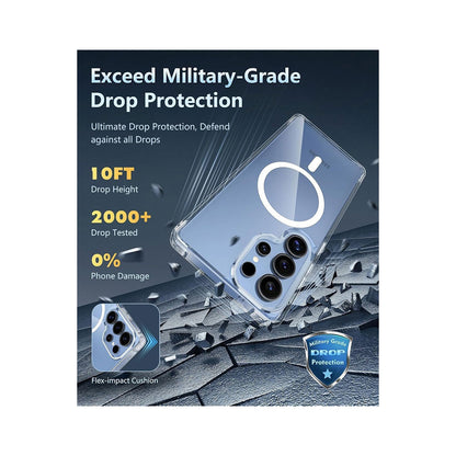 PROTECT Samsung S25 Ultra Magnetic Clear Case | Dual-Layer Shockproof TPU + Silicone Bumper | MagSafe Compatible | Anti-Scratch | Slim & Lightweight | Model: MSAMS25U