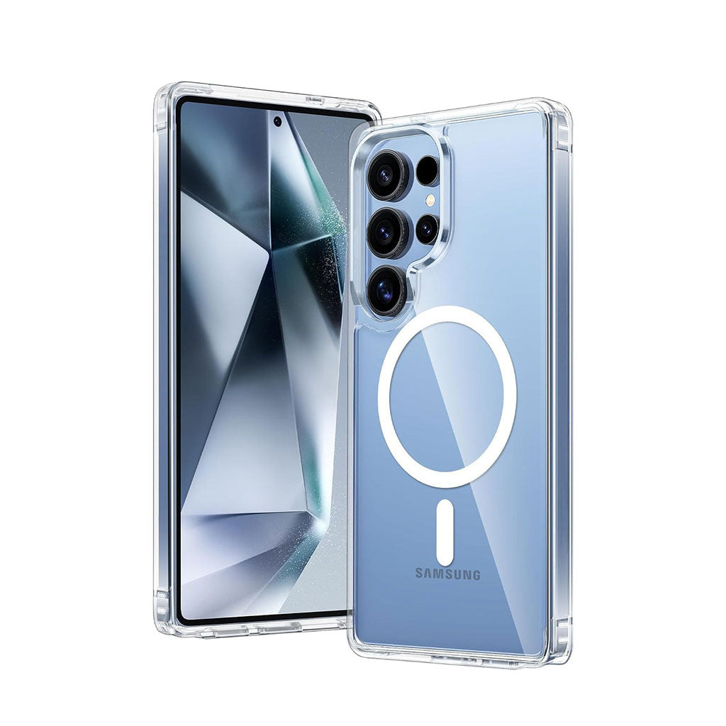 PROTECT Samsung S25 Ultra Magnetic Clear Case | Dual-Layer Shockproof TPU + Silicone Bumper | MagSafe Compatible | Anti-Scratch | Slim & Lightweight | Model: MSAMS25U