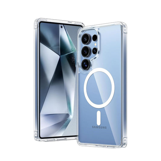 PROTECT Samsung S25 Ultra Magnetic Clear Case | Dual-Layer Shockproof TPU + Silicone Bumper | MagSafe Compatible | Anti-Scratch | Slim & Lightweight | Model: MSAMS25U