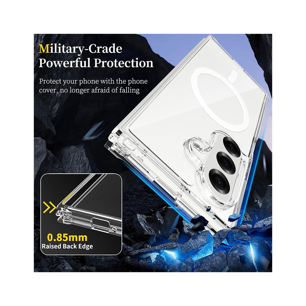 PROTECT Magnetic Clear Case for Samsung Galaxy Z Fold 7 | Dual-Layer Shock Protection | Snap-On Design | Wireless Charging Compatible | Model: MSFLD7