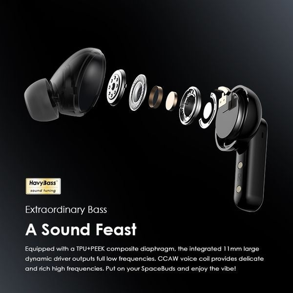Oraimo OTW-630 SpaceBuds In Ear Bluetooth ANC Headphones, 40 Hours Playback, Bluetooth 5.4 with 4-Mic ENC, IP54 Waterproof, ANC Noise Cancelling Earphones