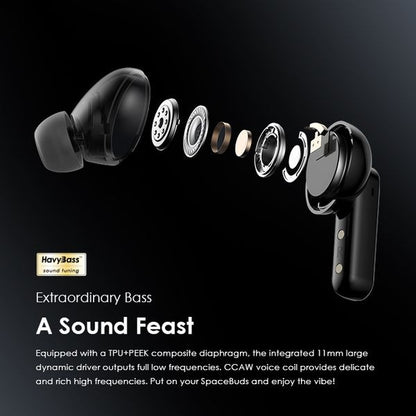 Oraimo OTW-630 SpaceBuds In Ear Bluetooth ANC Headphones, 40 Hours Playback, Bluetooth 5.4 with 4-Mic ENC, IP54 Waterproof, ANC Noise Cancelling Earphones