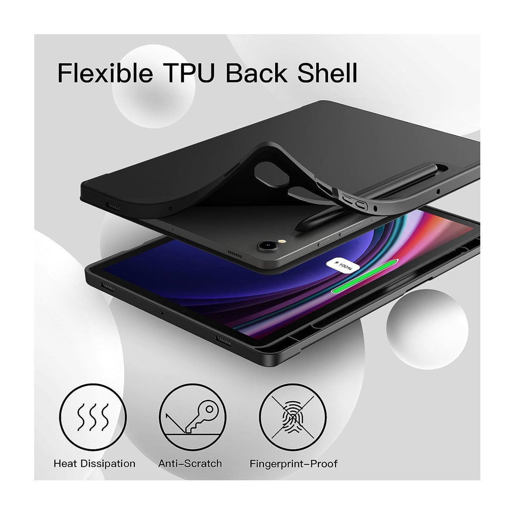 PROTECT Samsung Tab S10 FE+ Protective Tablet Cover | Trifold Stand | Auto Wake/Sleep | Silicone | Pencil Slot | Anti‑Fingerprint | Blue & Black