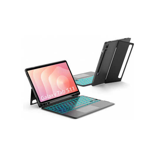 Samsung Galaxy Tab S11 Bluetooth Keyboard Case with Multi-Touch Trackpad | Backlit Bluetooth Keyboard Cover | Detachable Slim Protective Case by PROTECT