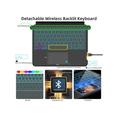 Protect Wireless Keyboard Case for Samsung Galaxy Tab S10 FE 10.9" | Arabic-English Backlit Keyboard | Multi-Touch 120Hz Trackpad | Detachable Slim Case | Model: HL118A-10FE