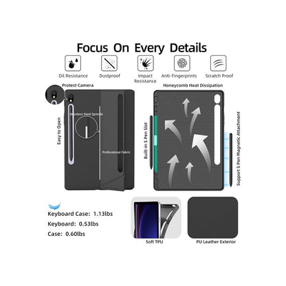 Protect Wireless Keyboard Case for Samsung Galaxy Tab S10 FE 10.9" | Arabic-English Backlit Keyboard | Multi-Touch 120Hz Trackpad | Detachable Slim Case | Model: HL118A-10FE