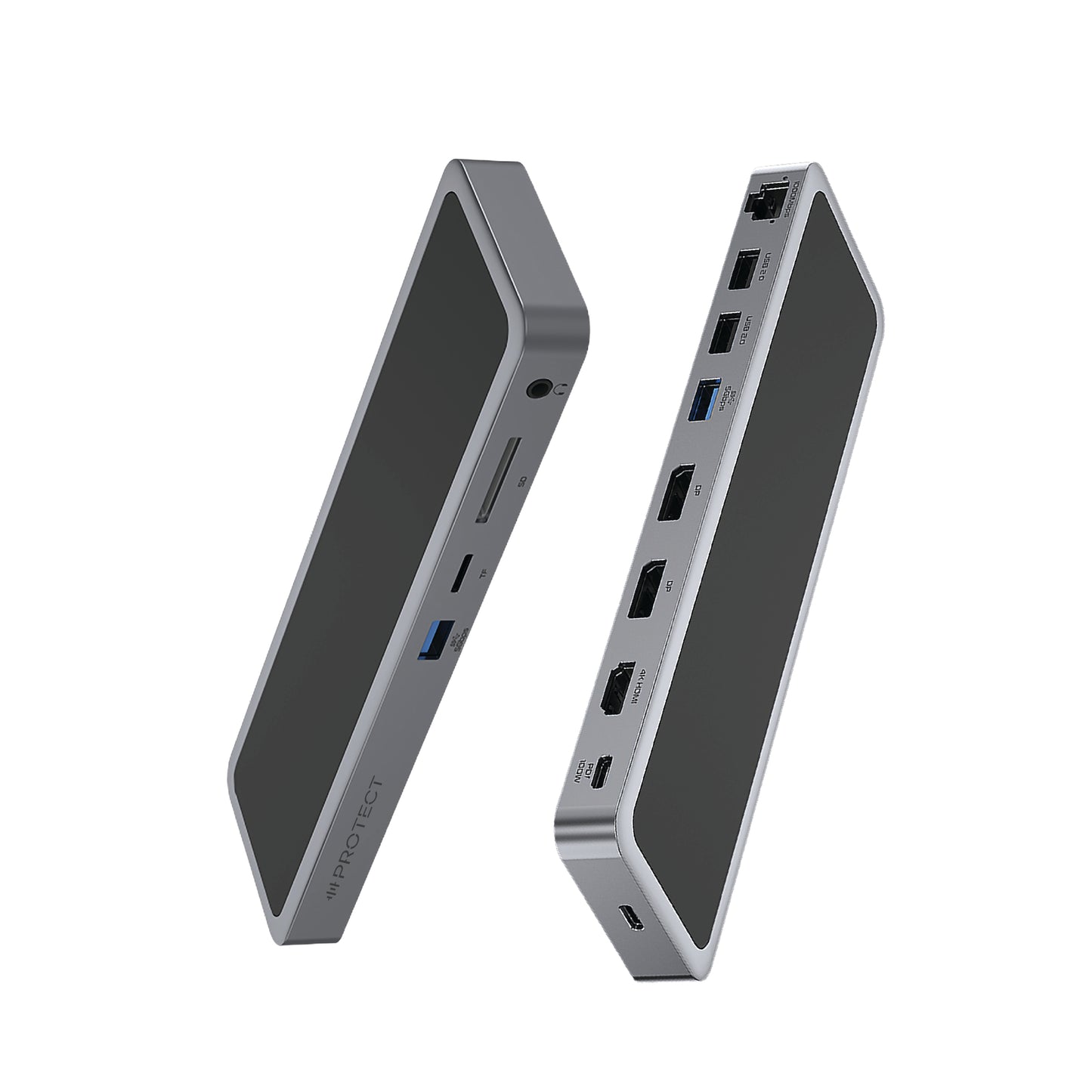PROTECT 12-in-1 USB-C Docking Station with 100W C-C Cable | Dual DisplayPort 4K@120Hz + HDMI 4K@60Hz | Triple Monitor | USB 3.0 | Ethernet | SD/TF | Audio | For MacBook & Windows