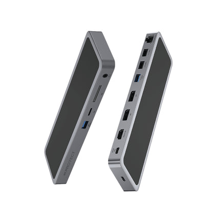 PROTECT 12-in-1 USB-C Docking Station with 100W C-C Cable | Dual DisplayPort 4K@120Hz + HDMI 4K@60Hz | Triple Monitor | USB 3.0 | Ethernet | SD/TF | Audio | For MacBook & Windows