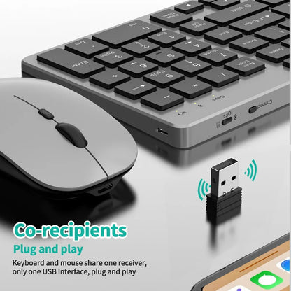 Bluetooth Rechargeable Keyboard and Mouse Combo | Slim Design | Multi-Device Connectivity | Grey | Model: HT-KB333