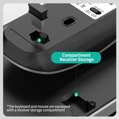 Bluetooth Rechargeable Keyboard and Mouse Combo | Slim Design | Multi-Device Connectivity | Grey | Model: HT-KB333