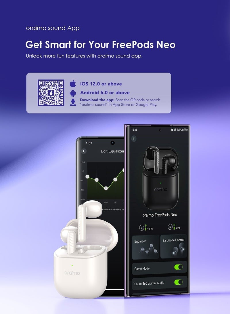 FreePods Neo True Wireless Earbuds 50H Play Time Bluetooth TWS Earphone with APP Control, Anifast Fast Charging,Sound360 Spatial Audio