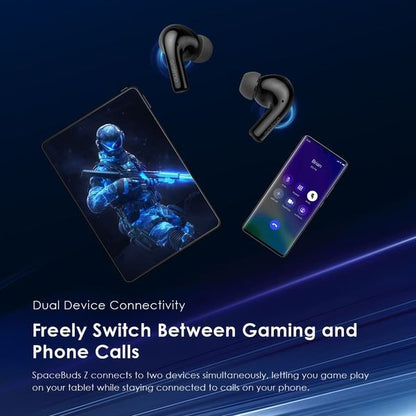 Oraimo SpaceBuds Z Active Noise Cancelling Bluetooth Earphones, Sound360 Spatial Audio True Wireless Earbuds,4 Mics for AI Clear Calls,38H Playtime,Dual Device Connectivity, Customization via App Black