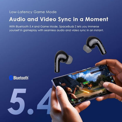 Oraimo SpaceBuds Z Active Noise Cancelling Bluetooth Earphones, Sound360 Spatial Audio True Wireless Earbuds,4 Mics for AI Clear Calls,38H Playtime,Dual Device Connectivity, Customization via App Black